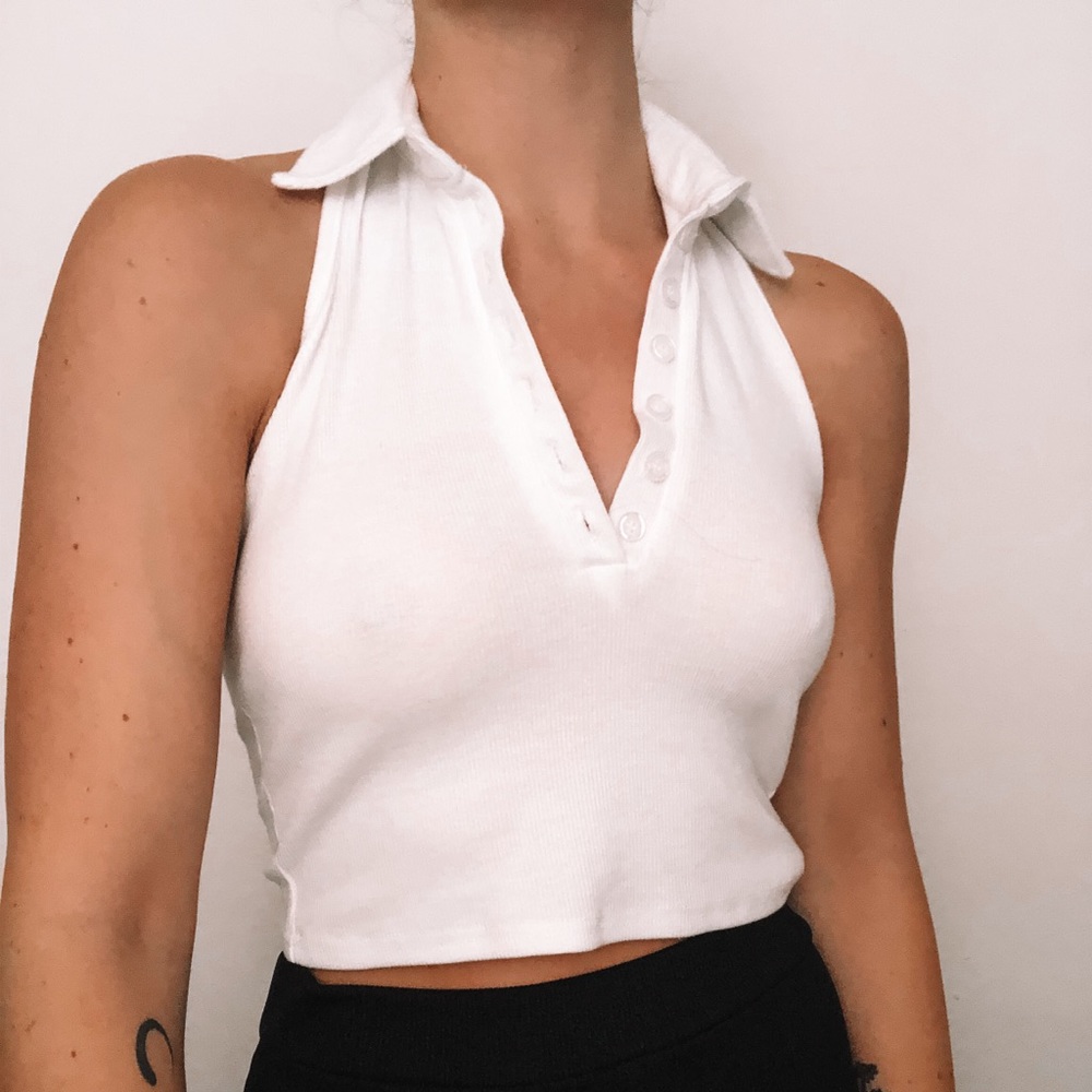 Halter half button up top